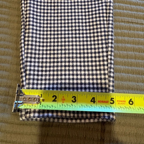 Michael Kors Navy Blue & White Check Pull-on Pants gold details size M women’s - Picture 10 of 11